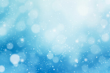 Abstract soft blue background with a dreamy bokeh effect of light circles and sparkling particles,...