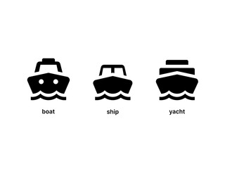 Ship, Boat and Yacht  Transport Front View icon pack