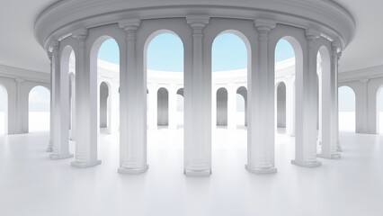 Fototapeta premium Classic semicircular interior with columns 3d render