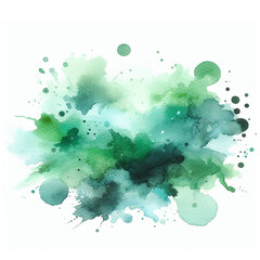 green watercolor abstraction on white background