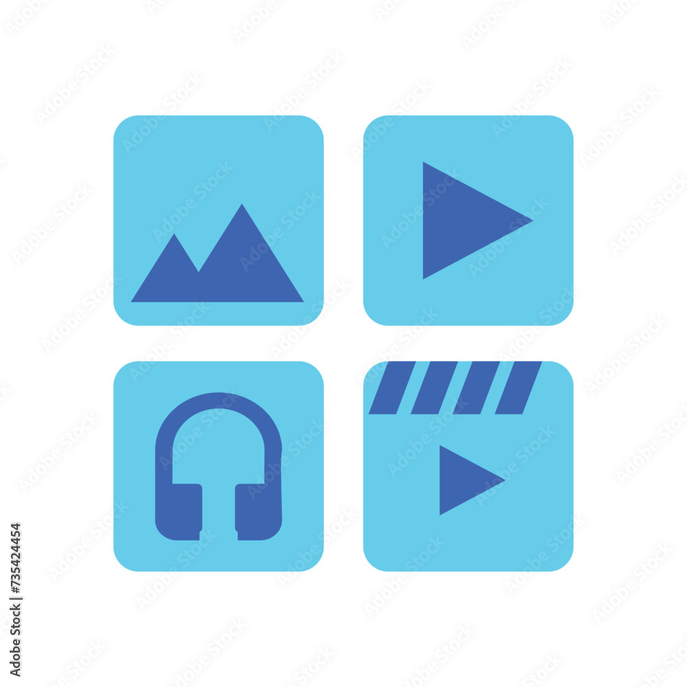 Poster media player icon. flat design style eps 10 vector illustration. resources graphic element design. v