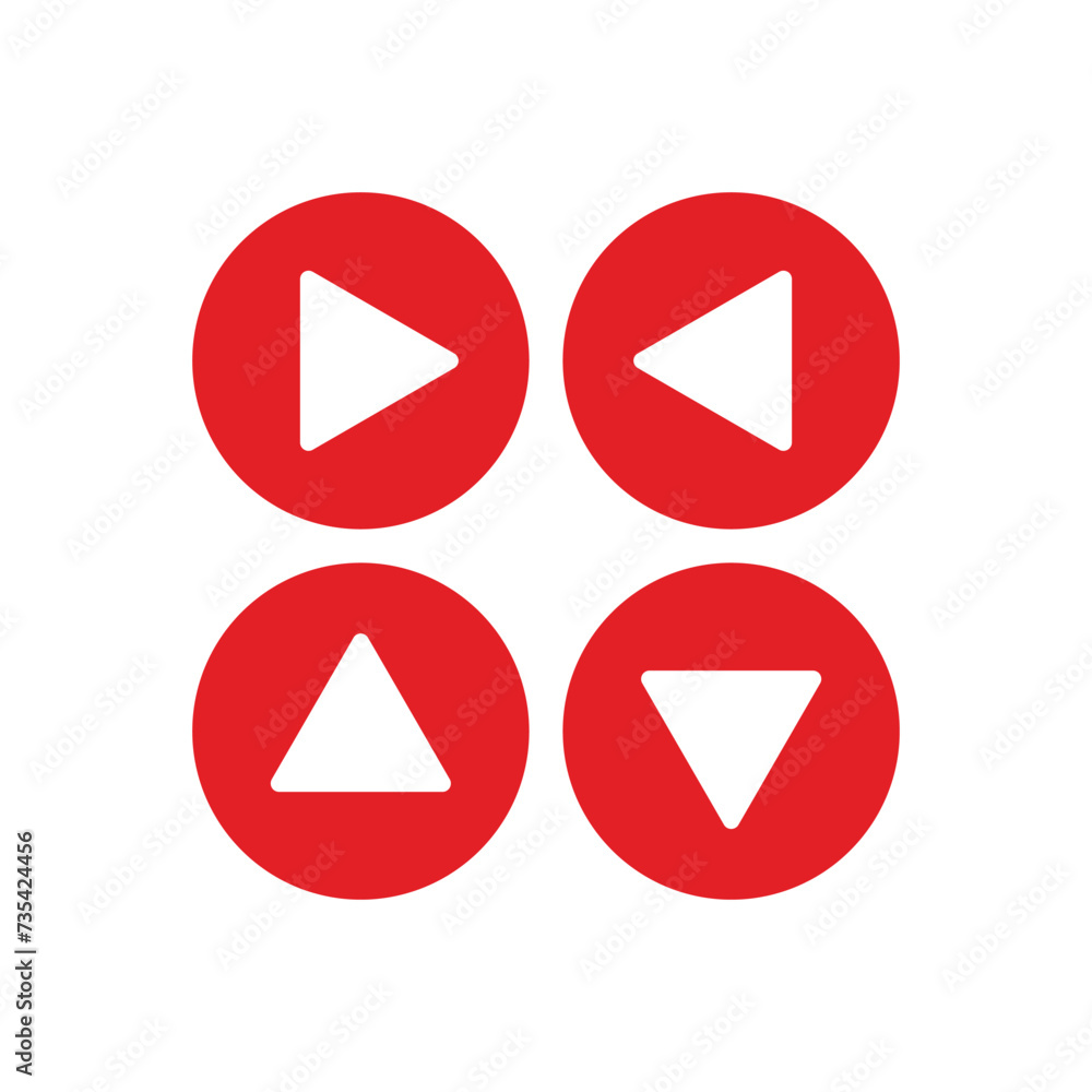 Poster play button icon. red arrow symbol on white background. vector illustration. resources graphic eleme