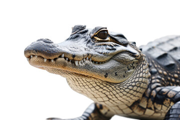 Fototapeta premium Close-Up of Alligators Head on White Background