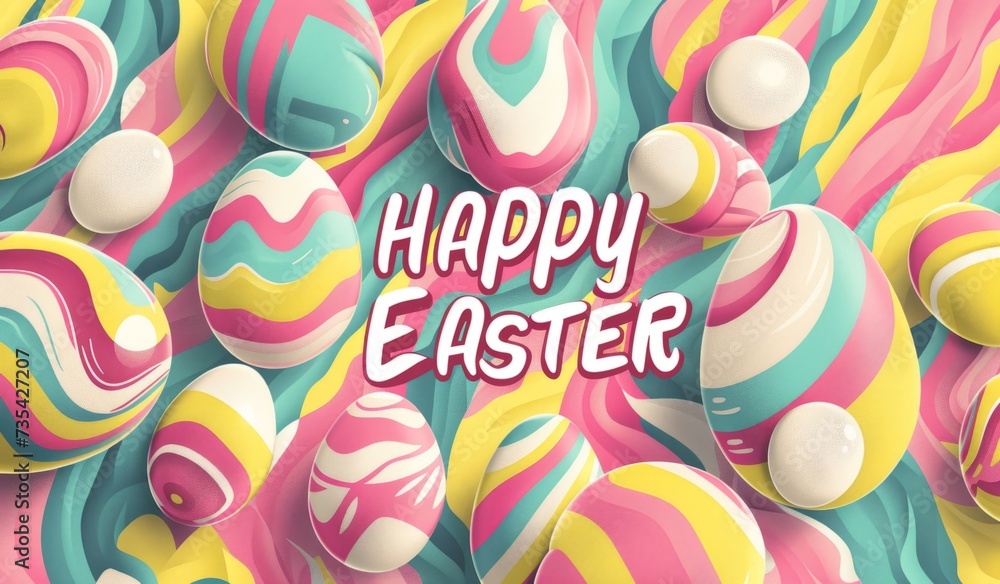 Aufkleber a colorful easter egg written with the text happy easter generative ai