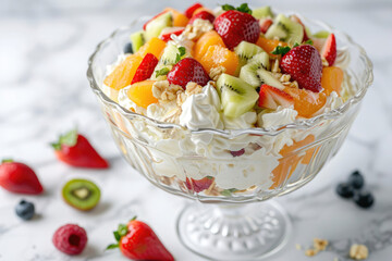 A Bowl of Fruit Salad on a Table