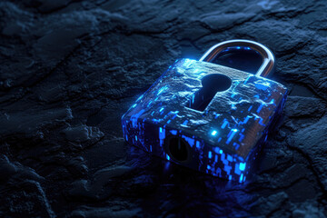 Glowing Lock on Stone Wall