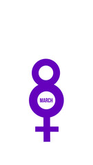 Creative symbol of March 8th, feminist symbol, women's equality. International women's day.