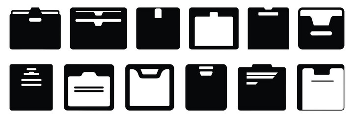 Obraz premium Folder icon silhouettes set, large pack of vector silhouette design, isolated white background