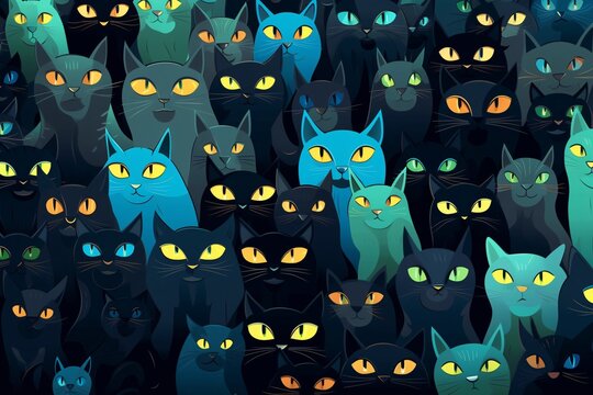 a group of cats with different colors