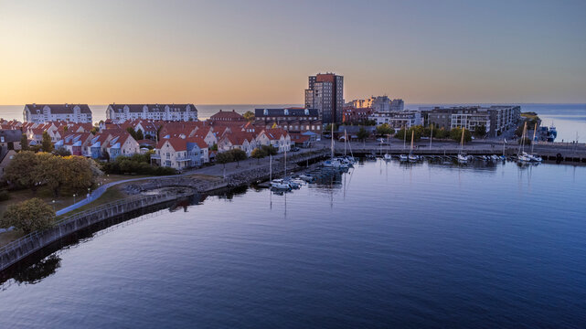 Aerial view from the harbor of southern part of Malm&ouml;.	