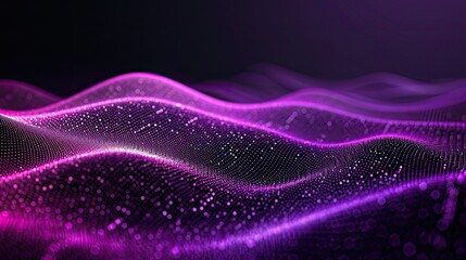 Abstract futuristic illustration in the field of information technology. A low-poly shape with connecting pink dots and lines on a dark background. Visualization of big data