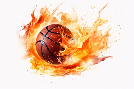 a basketball on fire