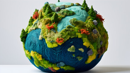 Ecology concept A globe of planet earth with blue oceans green plants and flowers,,
Planet 3d with south america centered