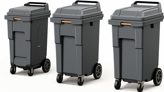 Minimalistic illustration of three  waste bins for recycling and waste management