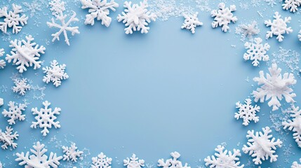 a snowflake frame on a blue background