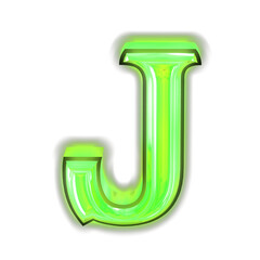 Glowing green symbol. letter j
