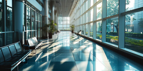 interior of a modern airport terminal. 3d rendering mock up