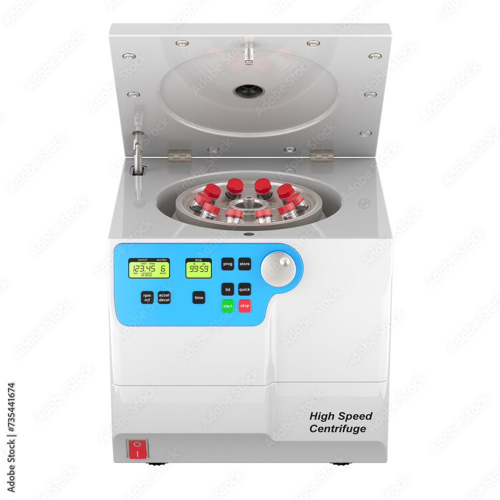 Poster laboratory centrifuge, 3d rendering isolated on transparent background