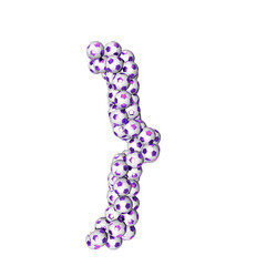 Symbol made from purple soccer balls