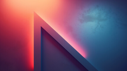 Abstract Minimalist Triangle on Gradient Backdrop with Glowing Neon Lights