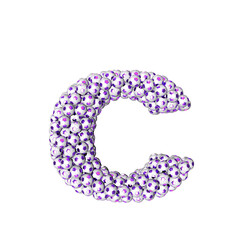 Symbol made from purple soccer balls. letter c