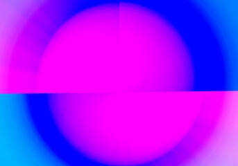 Círculo desencajado en rosa fucsia y azul