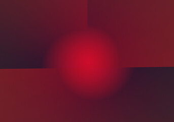 En el punto de mira. Bola roja encajonada en cuatro pliegos. Atrapada. Composición abstracta en rojo - obrazy, fototapety, plakaty