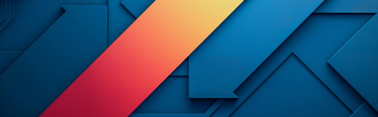 Minimalist Geometric Arrow Design in Blue and Red Hues