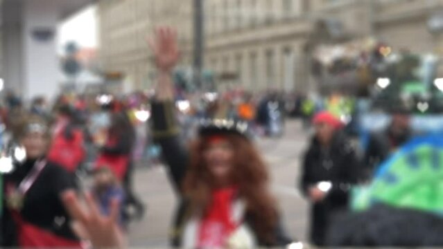 Carnival in Germany. Blurred Procession Background
