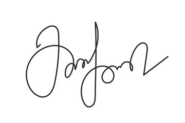 Vector Isolated hand drawn Fake autograph sample on a white background. Editable stroke Signature - obrazy, fototapety, plakaty