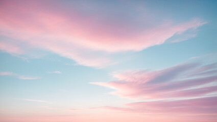 A soothing blue sky with pink clouds. calming rhythms. Peace and serenity - obrazy, fototapety, plakaty