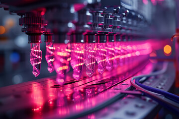 DNA sequencing equipment analyzing genetic information for advanced research. Concept of molecular analysis in biotechnology. Generative Ai.