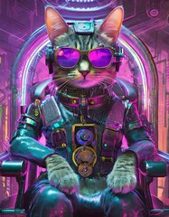 Cat cyberpunk style