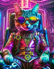 Cat cyberpunk style