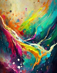 abstract watercolor background with colorful splashes and drops of paint