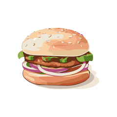 burger on a white background in retro style. vector element. tasty food. retro print. logo for the food industry