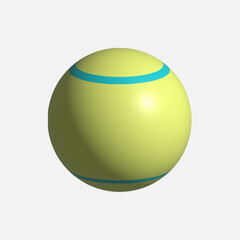 yellow 3d sphere with cyan stripes on light background vector illustration