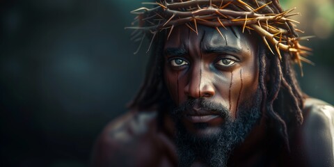 Black African Jesus Christ, Savior of mankind. Banner