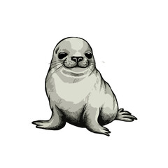 Fototapeta premium artwork of a gray adult seal
