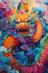 chinese dragon multicolor
