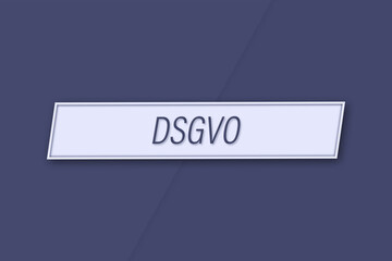 DSGVO. Eine Banner Illustration mit blauem Text, isoliert auf blauem Hintergrund.