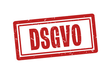 DSGVO. Ein roter Stempel isoliert auf weissem Hintergrund im grunge stil. - obrazy, fototapety, plakaty