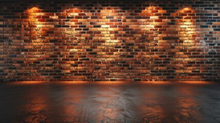lighting on a brick wall, ensuring the wall is well lit and stands out against a bright background, drawing attention to key features or details.