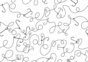 Fisherman equipment seamless fishing steel hook pattern for wrapping paper and fabrics and linens and hobby