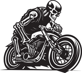 Obraz na płótnie Canvas Bone Shakers Skeletons Hammering a Modern Motorbike