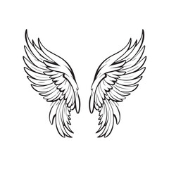 Wings in cartoon, doodle style. Image for t-shirt, web, mobile apps and ui.  Isolated 2d vector illustration in logo, icon, sketch style, Eps 10. AI Generative