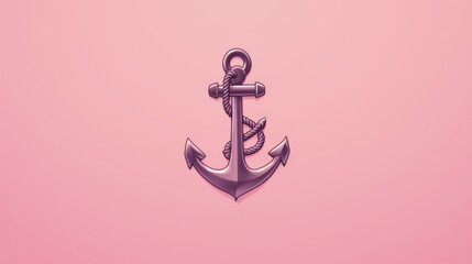 Background with minimalist illustrations of anchors in Pink color