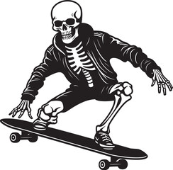 Obraz premium Thrill of the Chill Skeleton Skateboarding on Ice