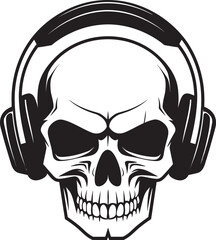 Necromantic Melody Deaths Tune with a Skull Head Wearing Headphone