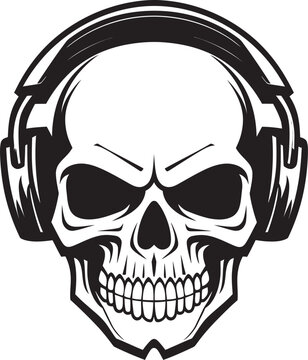 Ephemeral Elegy Fading Songs with a Skull Head Wearing Headphone
